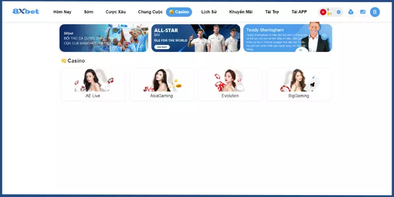 Casino 8XBET với hơn 30+ trò chơi đầy đủ các thể loại